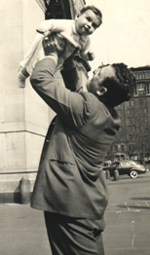 With father, Washington Square Park